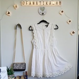 White ruffled dress. Woven fabric. Summer dress